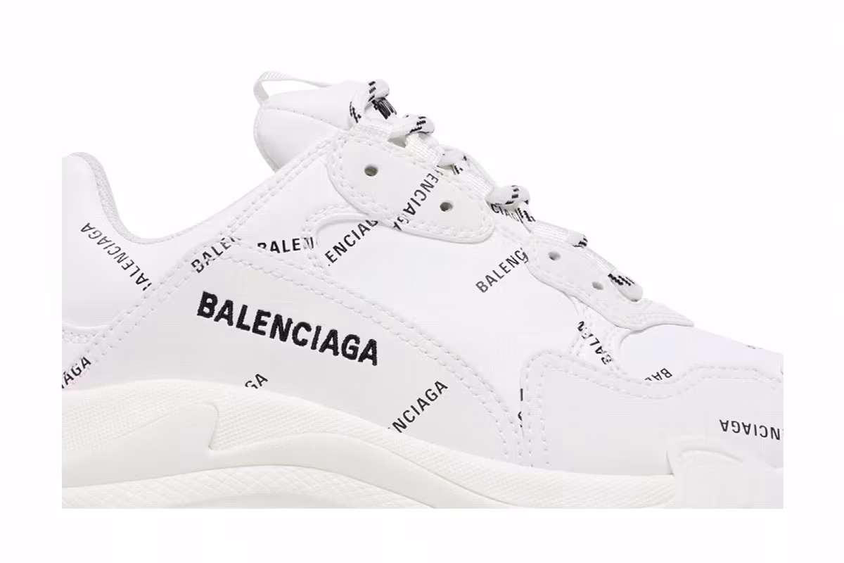 Balenciaga Women's Triple S Sneaker All Over Logo - White, view 3