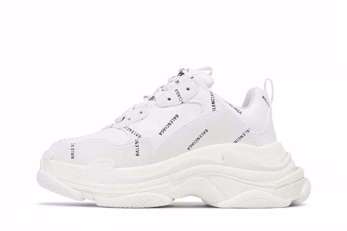 Balenciaga Women's Triple S Sneaker All Over Logo - White, view 4