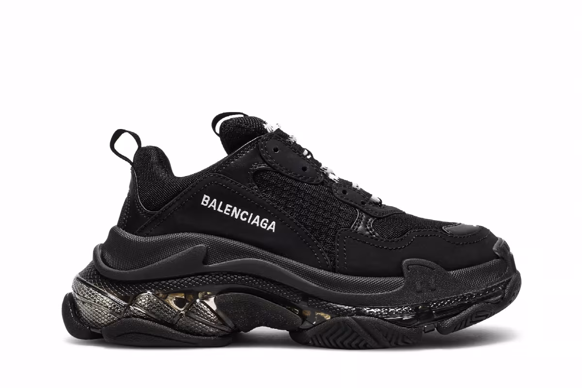 Balenciaga Women's Triple S Sneaker Clear Sole - Black, view 2
