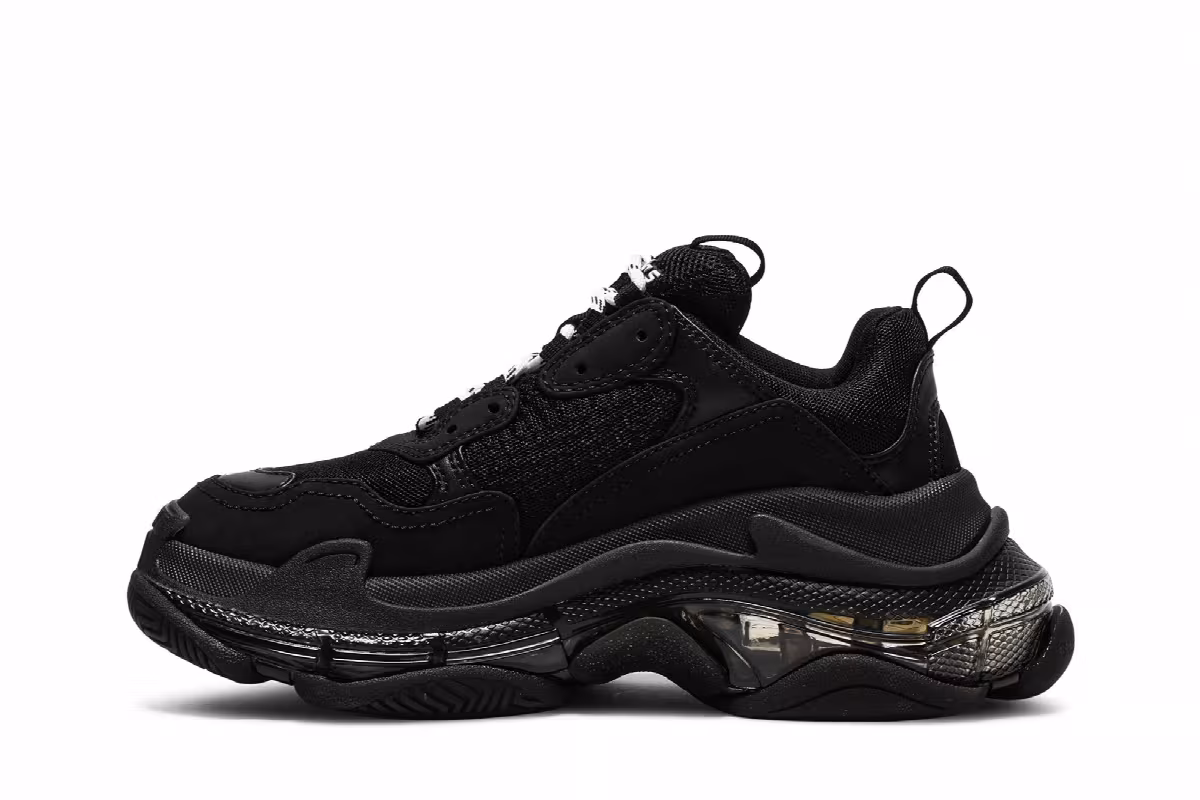Balenciaga Women's Triple S Sneaker Clear Sole - Black, view 4