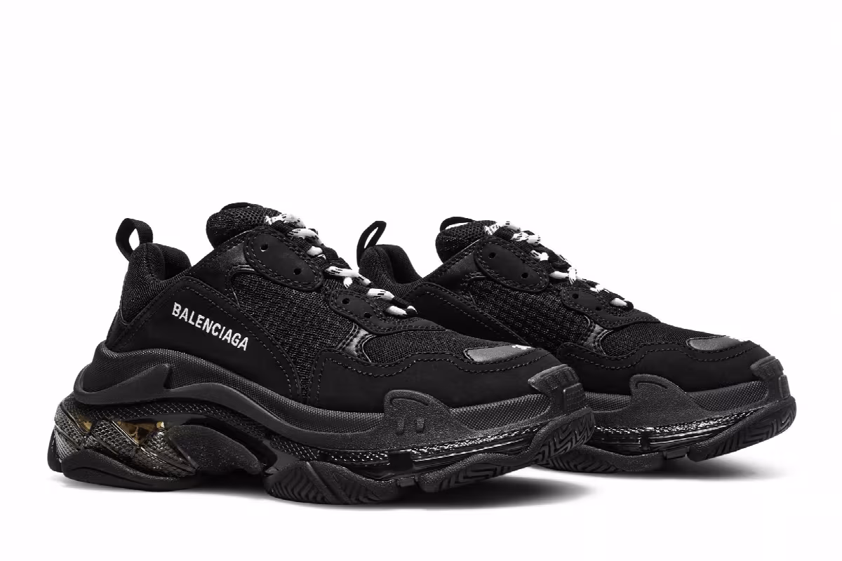 Balenciaga Women's Triple S Sneaker Clear Sole - Black, view 9