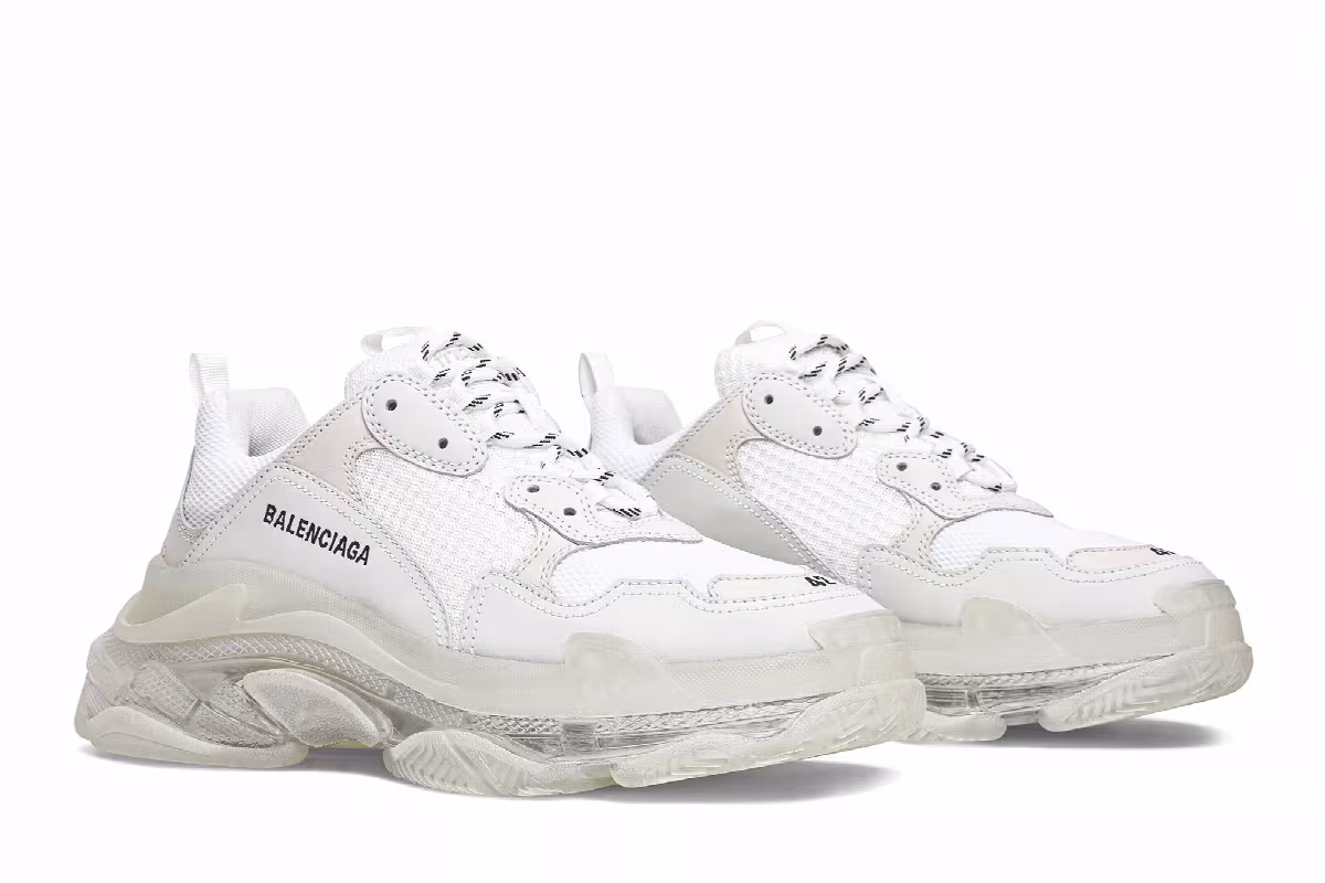 Balenciaga Women's Triple S White Clear Sole, view 9