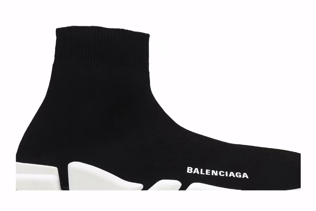 Balenciaga Speed 2 Trainer Knit Black White, view 3