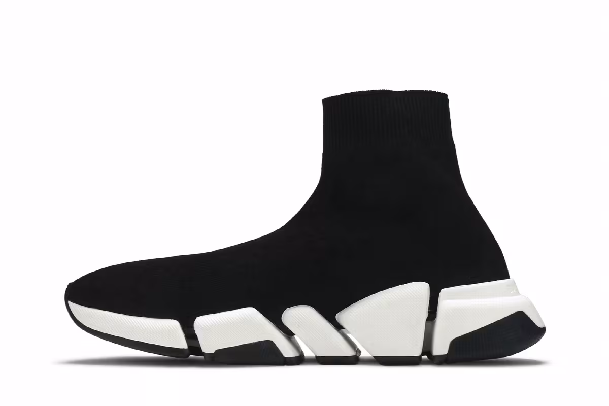 Balenciaga Speed 2 Trainer Knit Black White, view 4