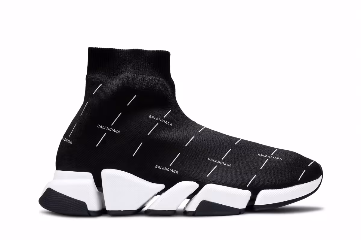 Balenciaga Speed 2.0 Sneaker Black Logo Licence Printed, view 2