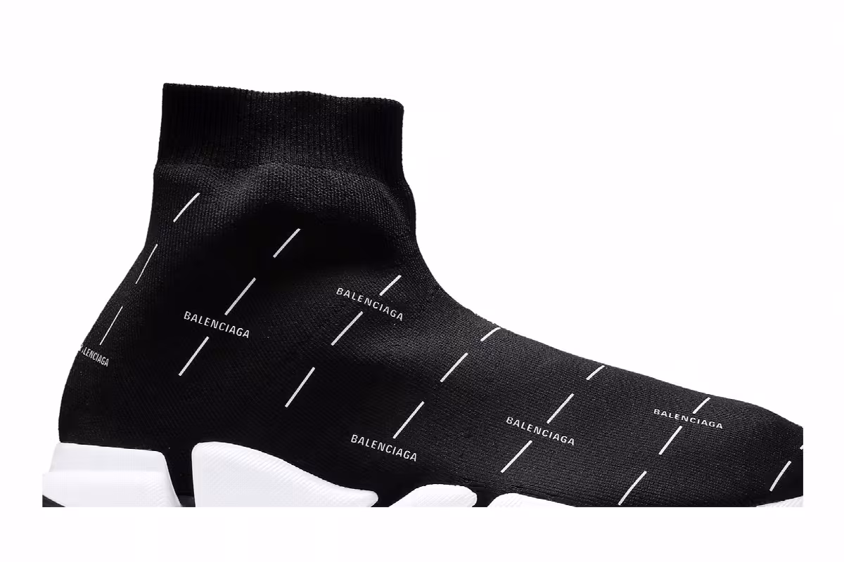 Balenciaga Speed 2.0 Sneaker Black Logo Licence Printed, view 3