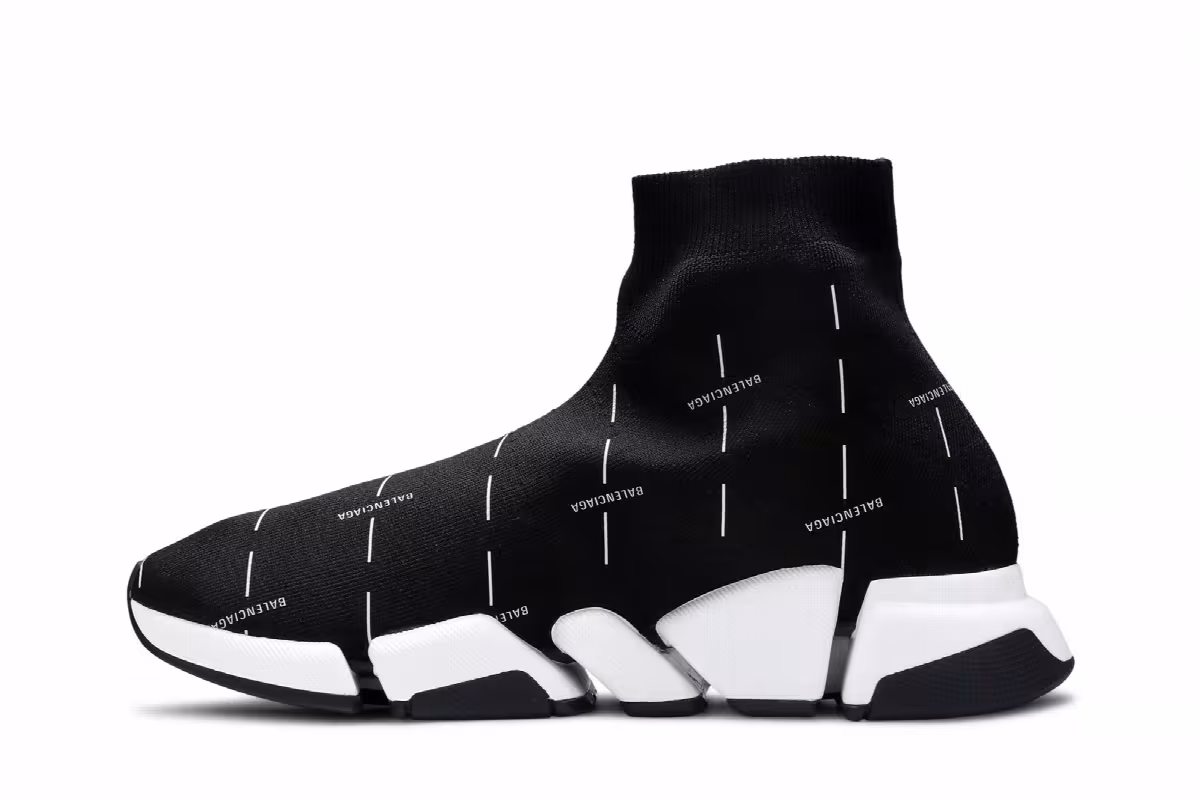 Balenciaga Speed 2.0 Sneaker Black Logo Licence Printed, view 4