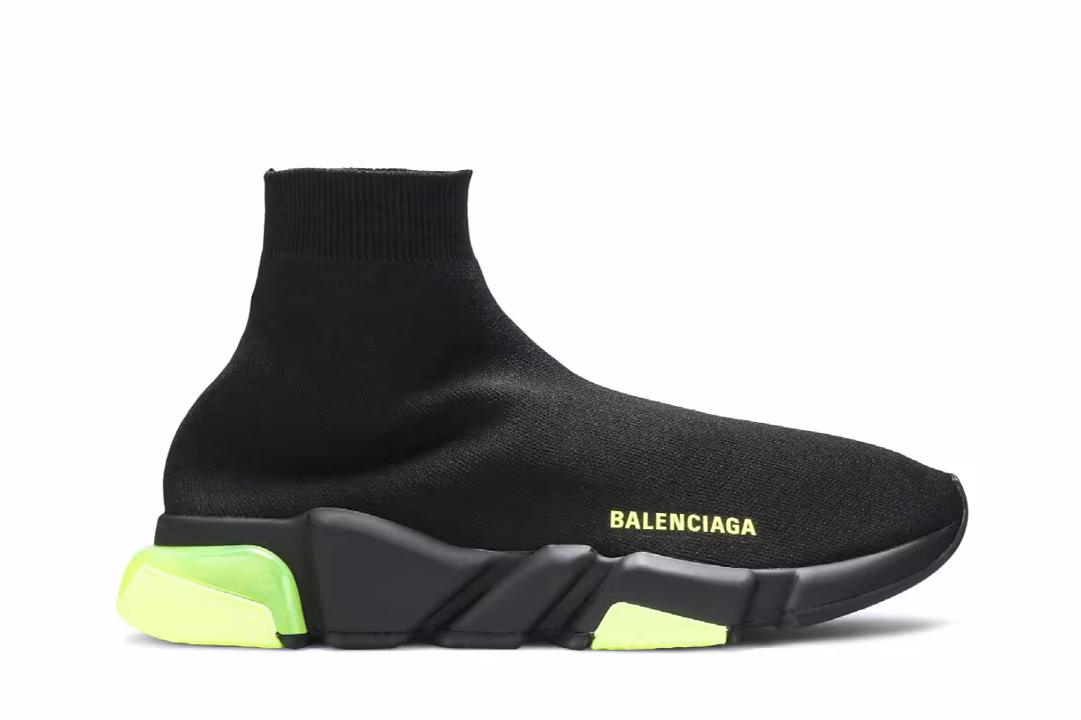 Balenciaga Speed Trainer Clear Sole - Black Yellow Fluo, view 2