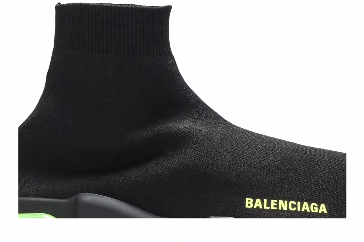Balenciaga Speed Trainer Clear Sole - Black Yellow Fluo, view 3