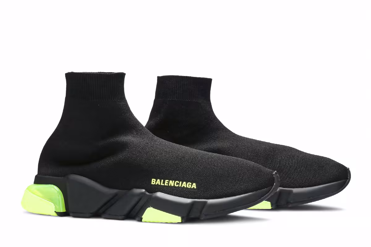 Balenciaga Speed Trainer Clear Sole - Black Yellow Fluo, view 9