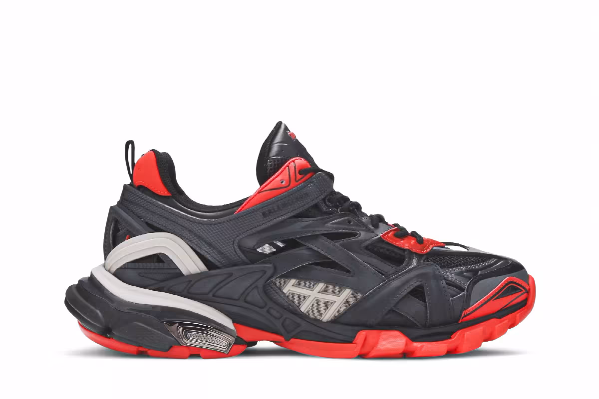 Balenciaga Track.2 Trainer Black Red Grey, view 2