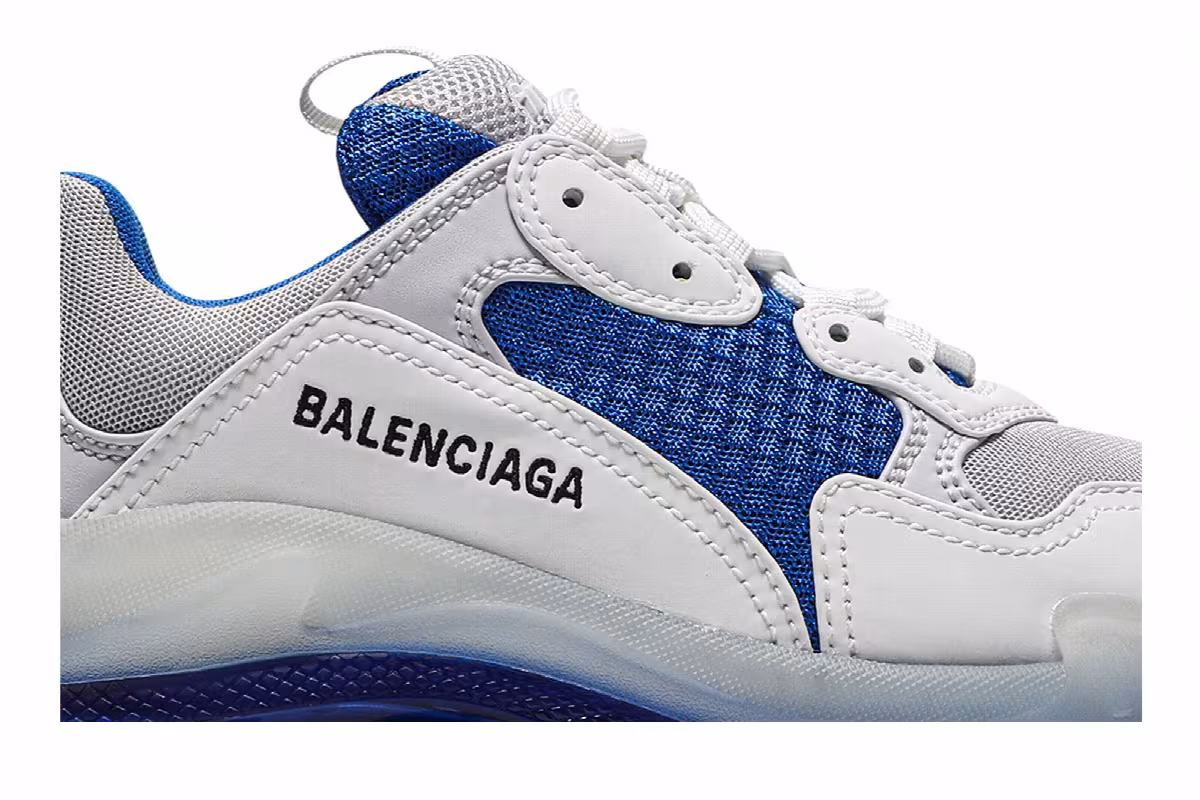 Balenciaga Women's Triple S Clear Sole - White Blue, view 3