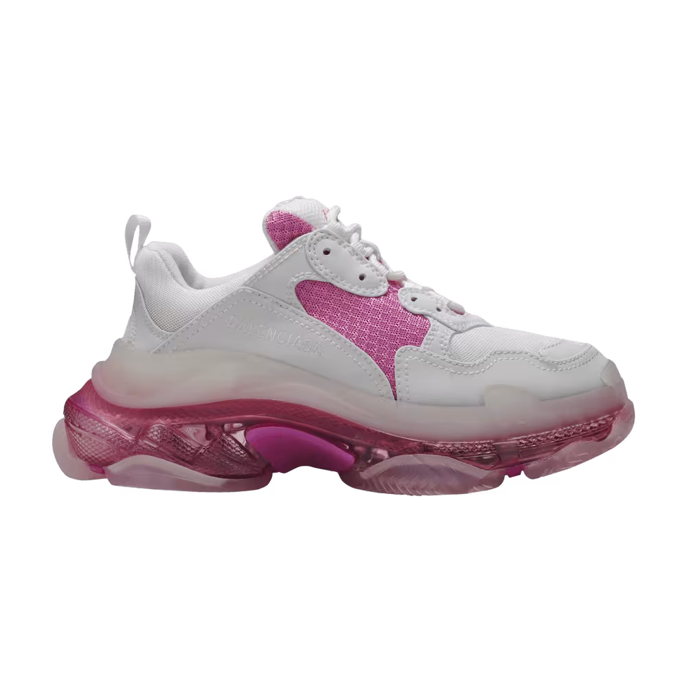 Balenciaga Women's Triple S Clear Sole Trainer White Pink