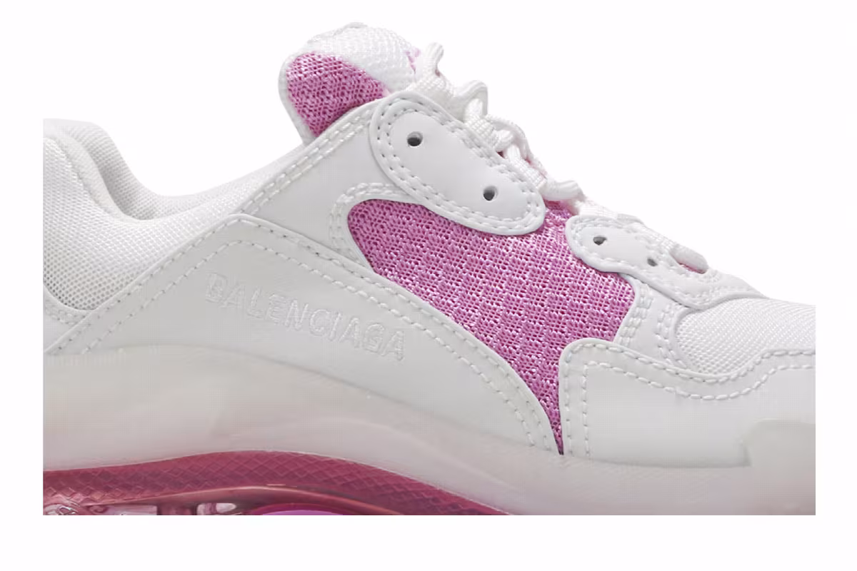 Balenciaga Women's Triple S Clear Sole Trainer White Pink, view 3