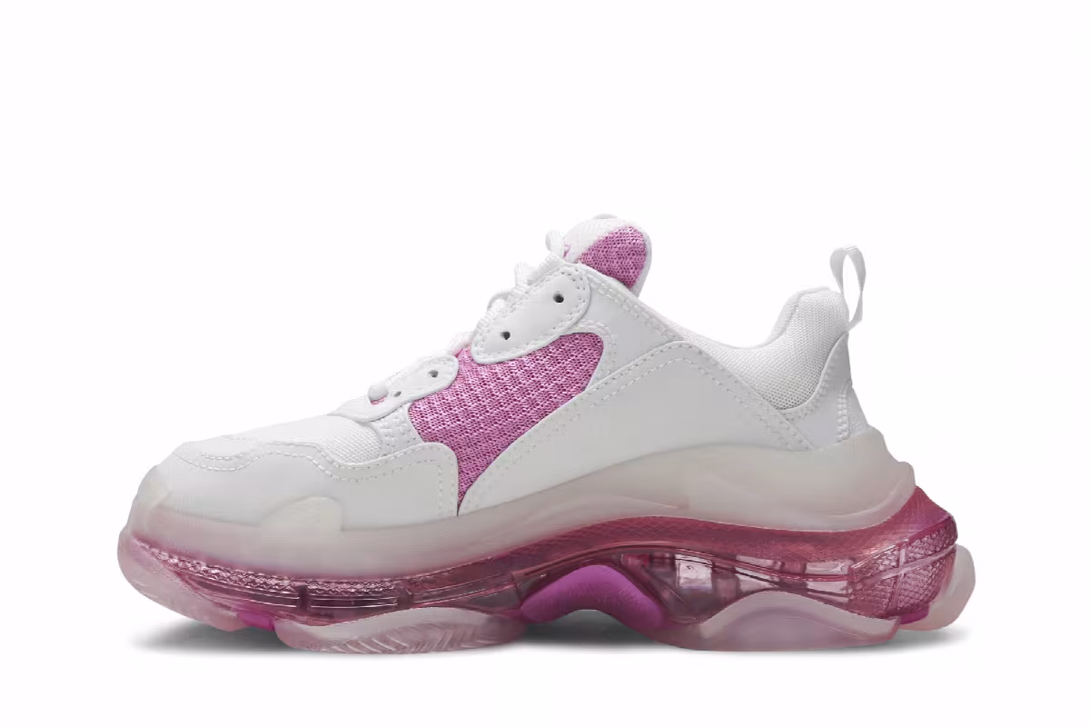 Balenciaga Women's Triple S Clear Sole Trainer White Pink, view 4