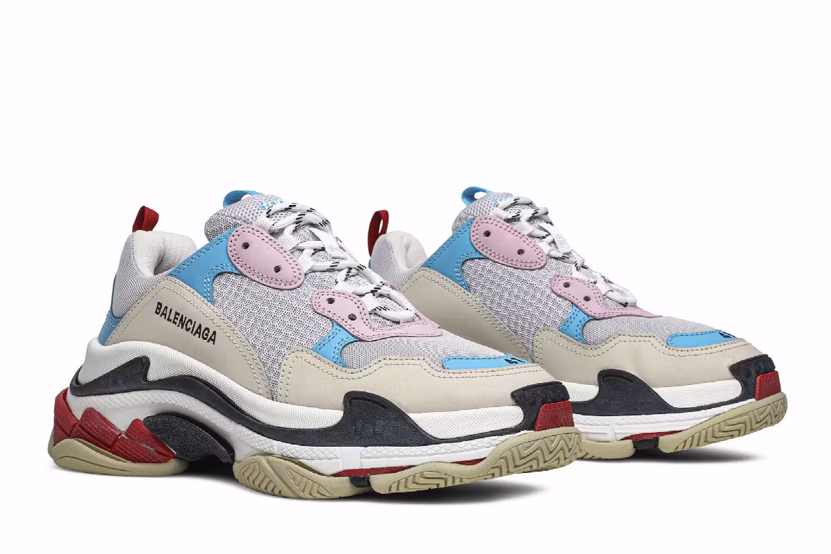 Balenciaga Women's Triple S White Blue Pink 2019, view 9