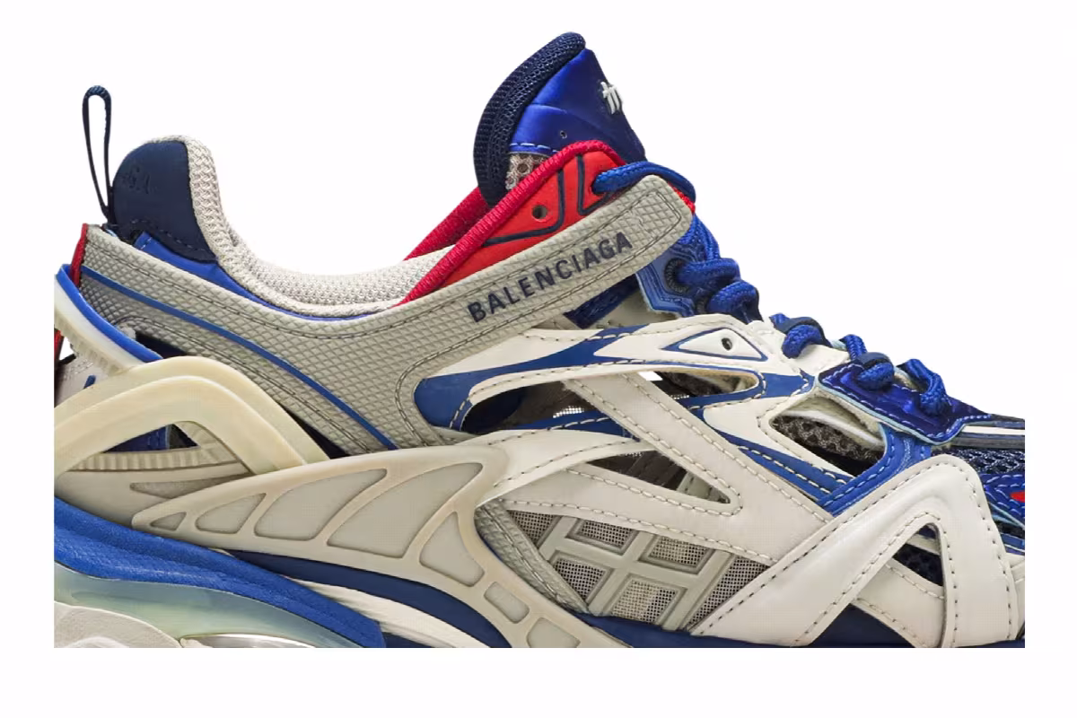 Balenciaga Women's Track.2 Trainer Beige Blue Red, view 3