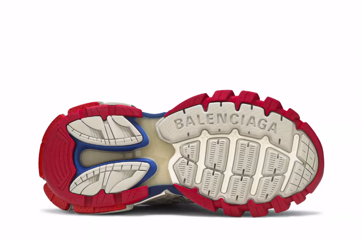 Balenciaga Women's Track.2 Trainer Beige Blue Red, view 5
