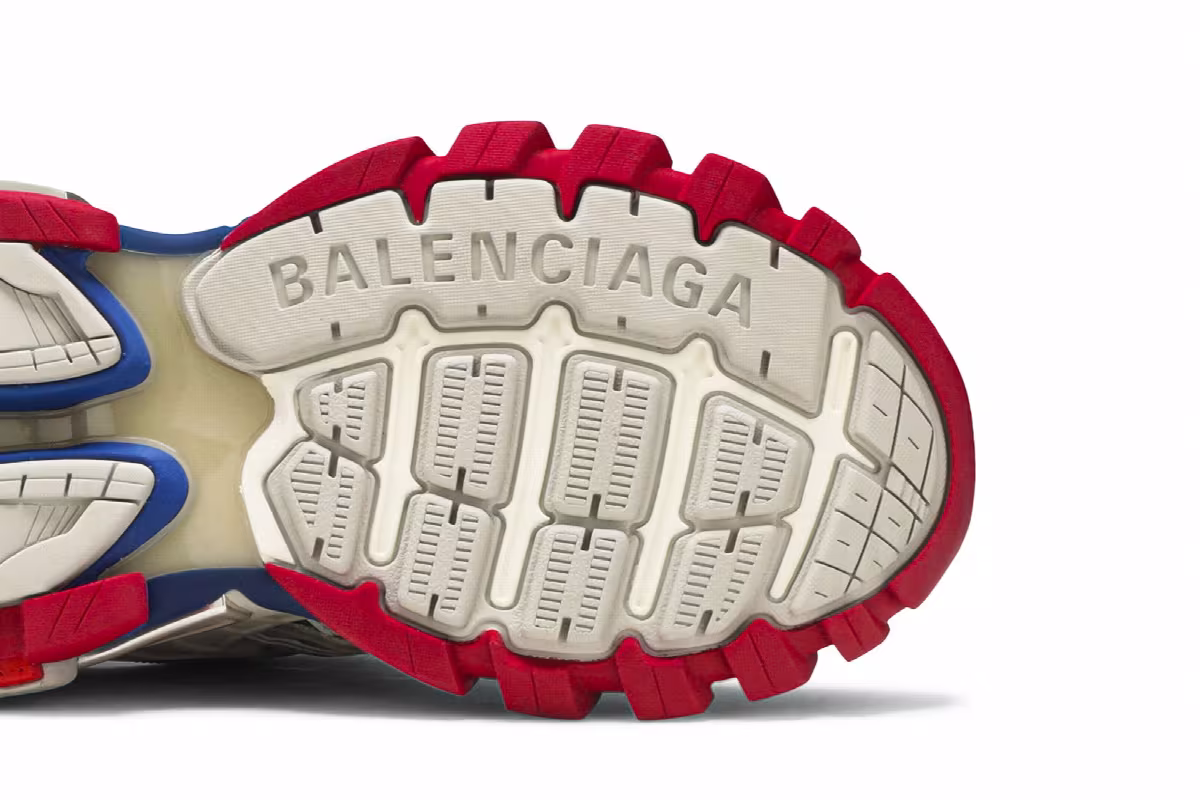 Balenciaga Women's Track.2 Trainer Beige Blue Red, view 6