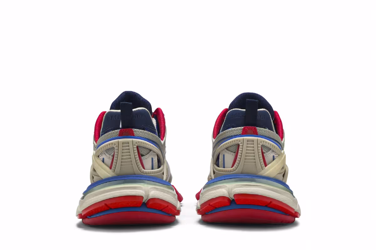 Balenciaga Women's Track.2 Trainer Beige Blue Red, view 7
