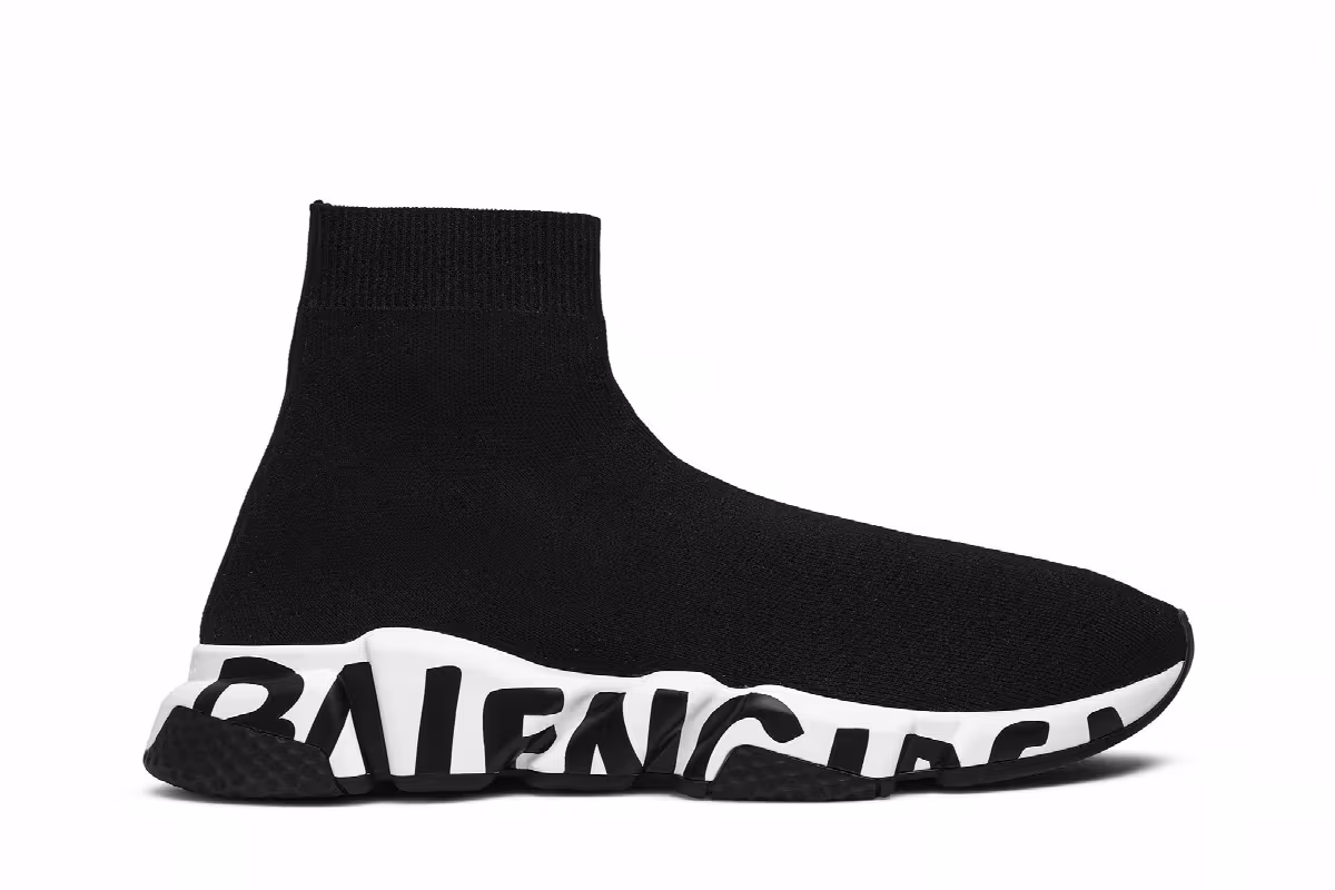 Balenciaga Women's Speed Trainer Black White, view 2