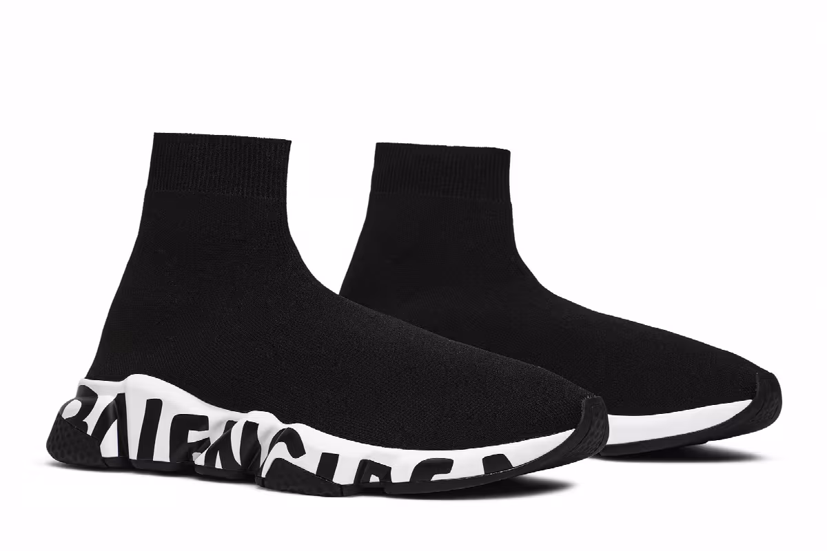 Balenciaga Women's Speed Trainer Black White, view 9