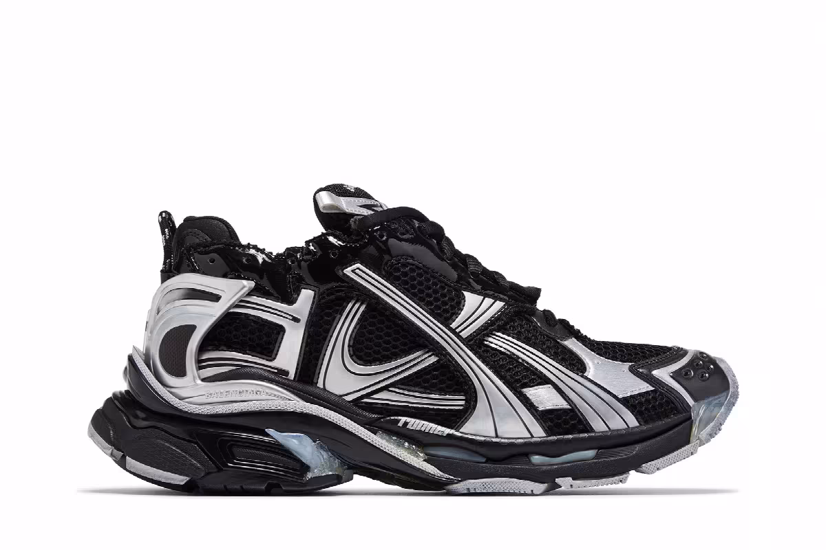 Balenciaga Runner Sneaker Black Silver, view 2