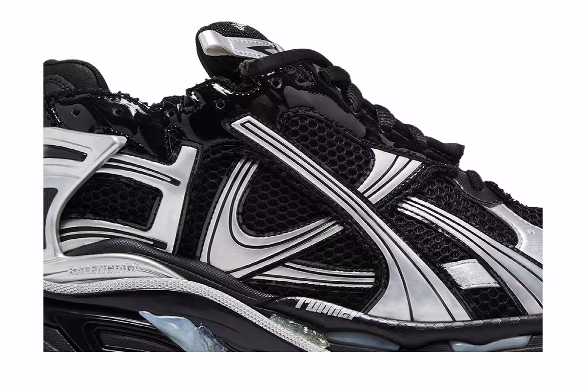 Balenciaga Runner Sneaker Black Silver, view 3