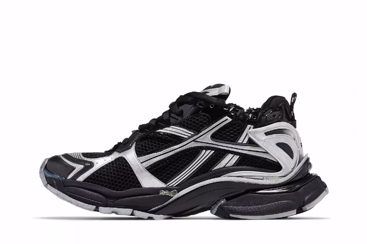 Balenciaga Runner Sneaker Black Silver, view 4