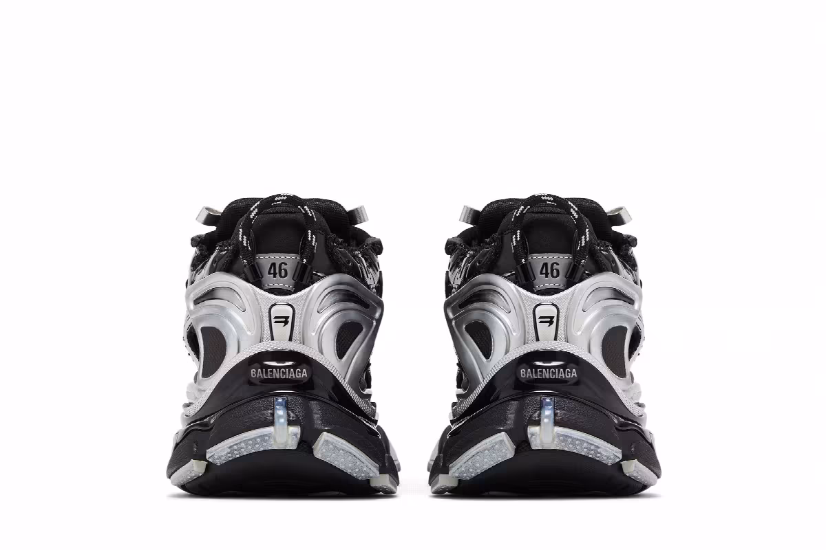 Balenciaga Runner Sneaker Black Silver, view 7