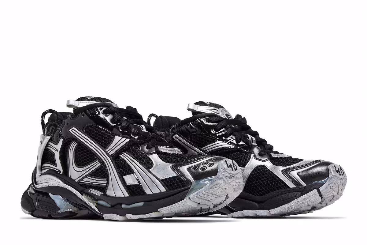 Balenciaga Runner Sneaker Black Silver, view 9