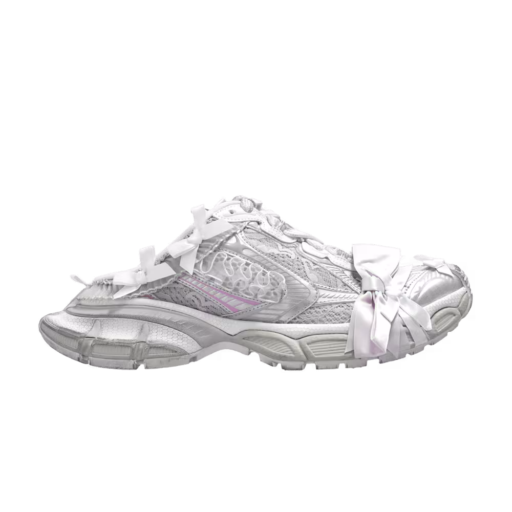 Balenciaga Women's 3XL Lace Mule White Light Pink