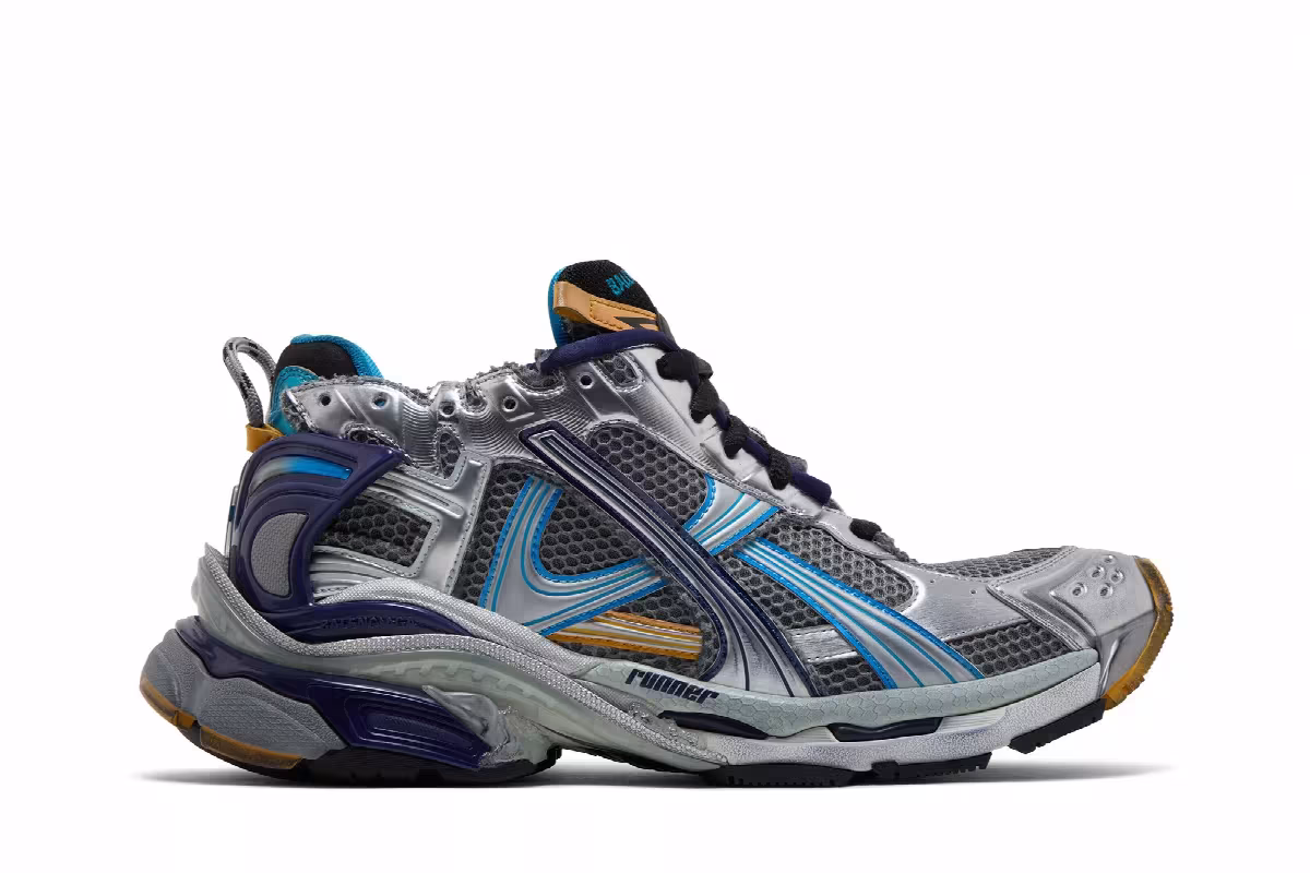 Balenciaga Runner Sneaker Grey Orange Aqua, view 2