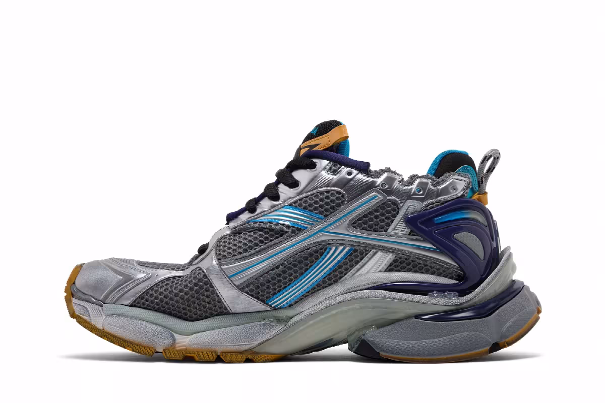 Balenciaga Runner Sneaker Grey Orange Aqua, view 4