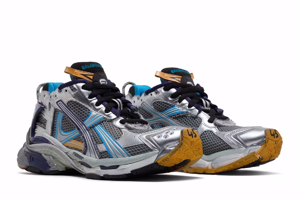 Balenciaga Runner Sneaker Grey Orange Aqua, view 9