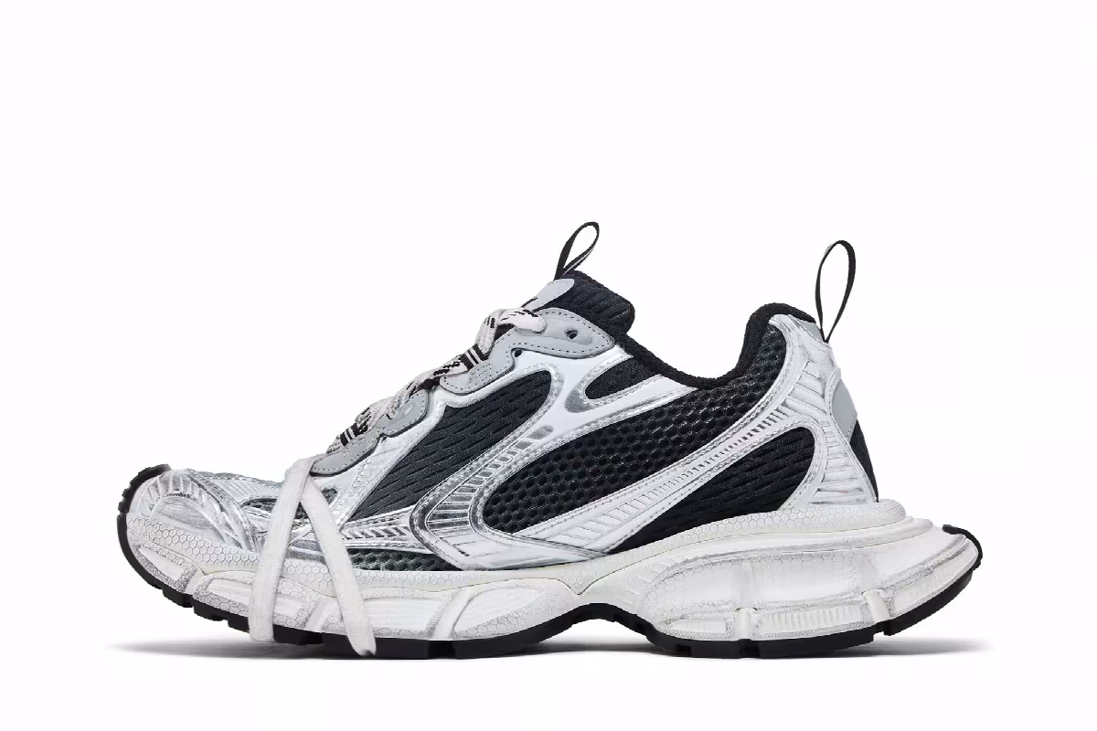 Balenciaga Women's 3XL Sneaker Worn-Out Gradient - Black Grey White, view 4