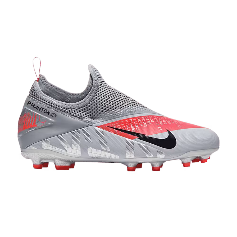 Nike Phantom Vision 2 Academy Dynamic Fit MG GS Metallic Grey Crimson