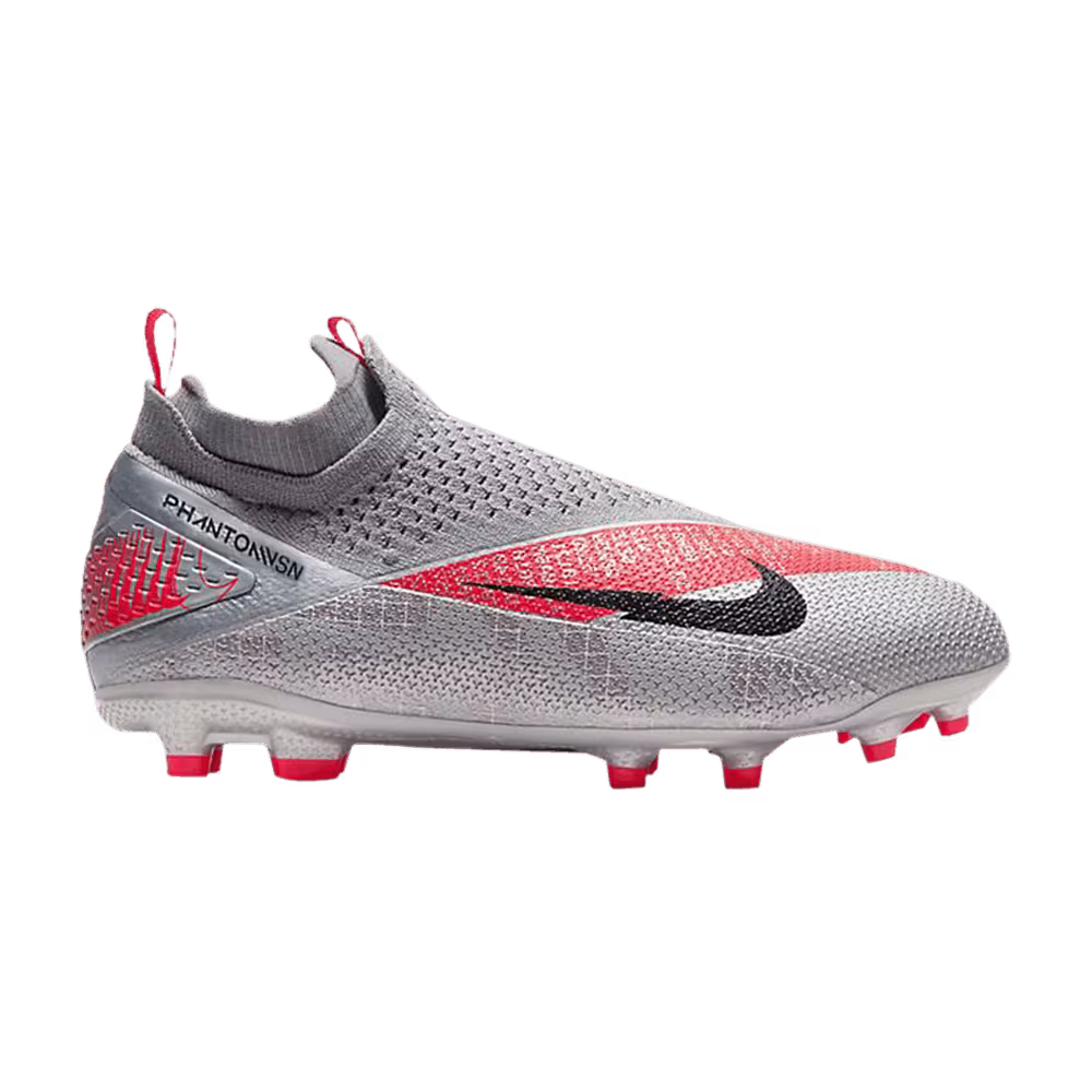 Nike Phantom Vision 2 Elite Dynamic Fit MG GS Metallic Grey Crimson