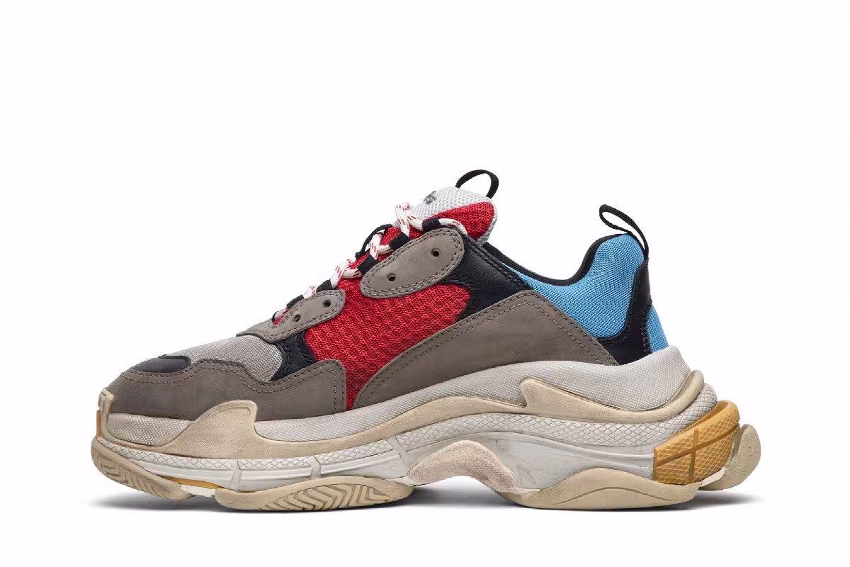 Balenciaga Triple S Sneaker Blue Red 2018, view 4