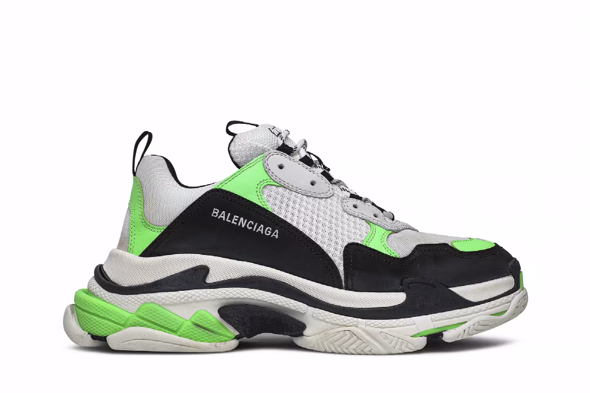 Balenciaga Triple S Sneaker White Green Fluo, view 2