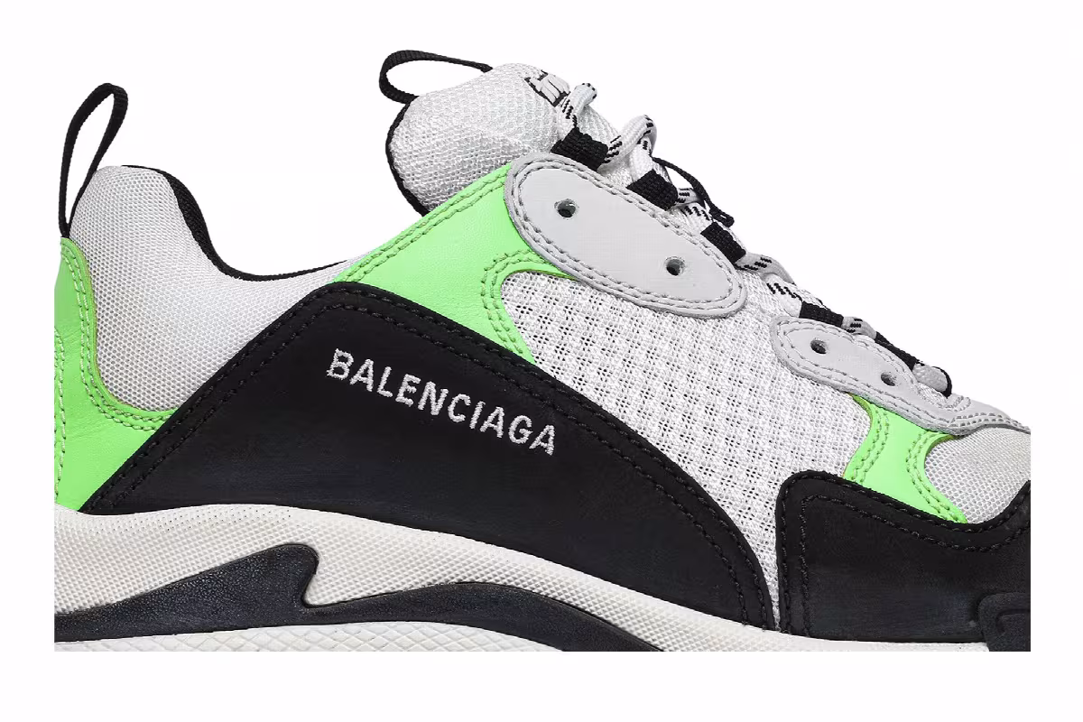 Balenciaga Triple S Sneaker White Green Fluo, view 3