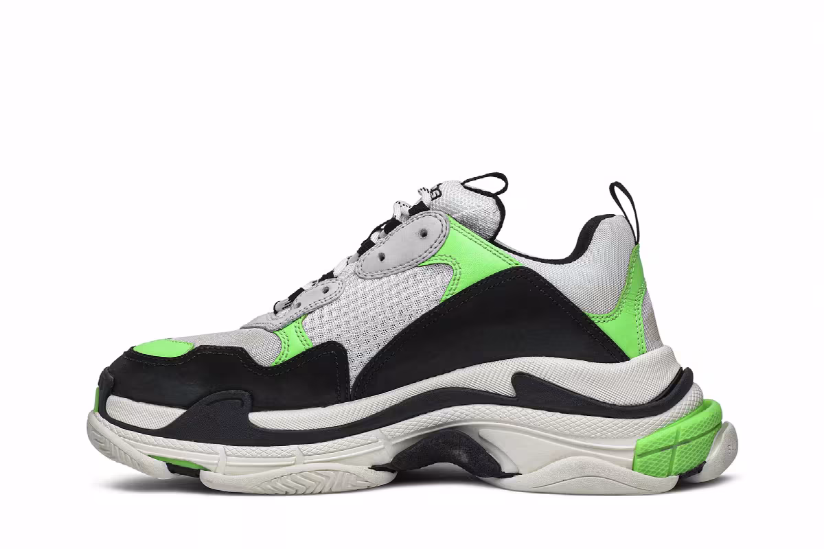 Balenciaga Triple S Sneaker White Green Fluo, view 4