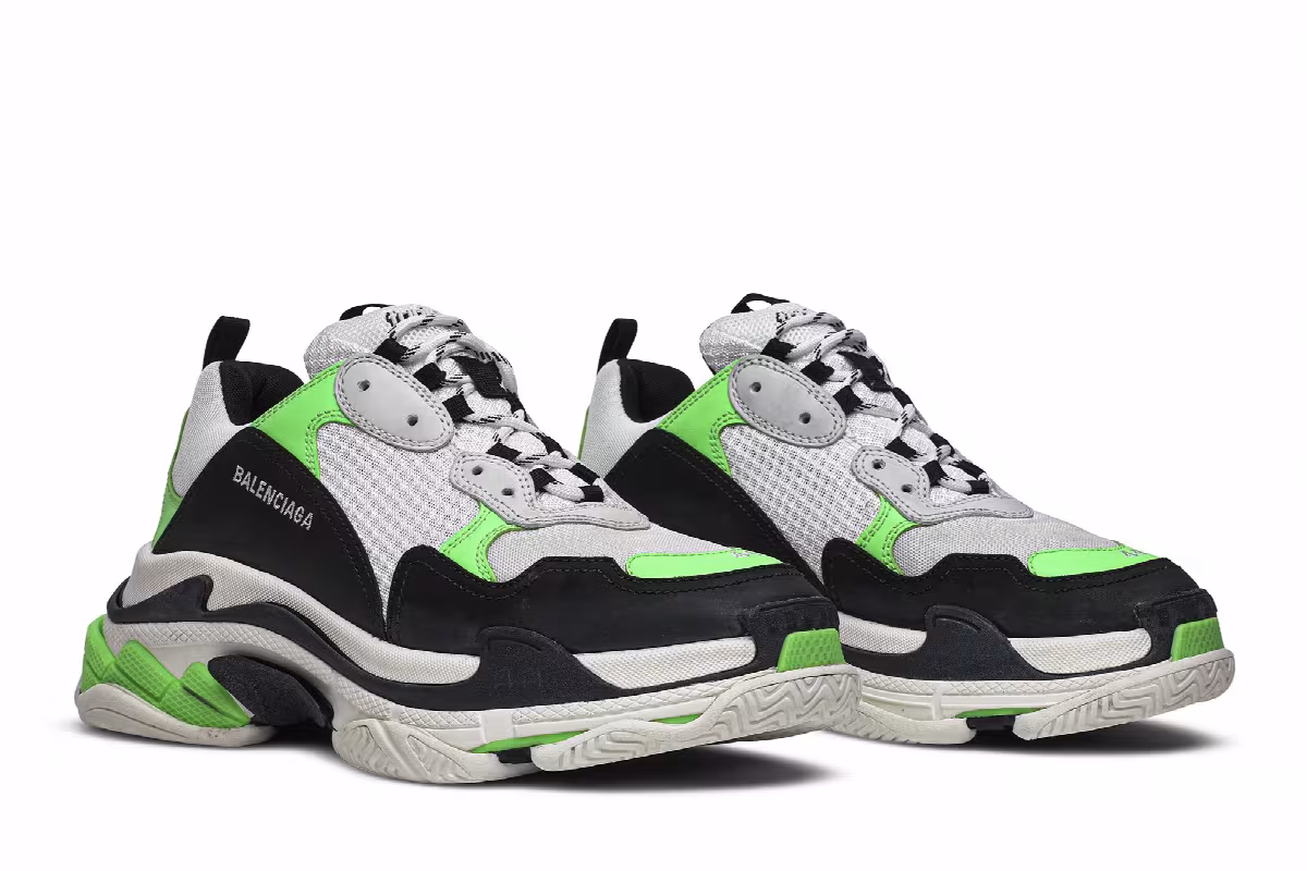Balenciaga Triple S Sneaker White Green Fluo, view 9