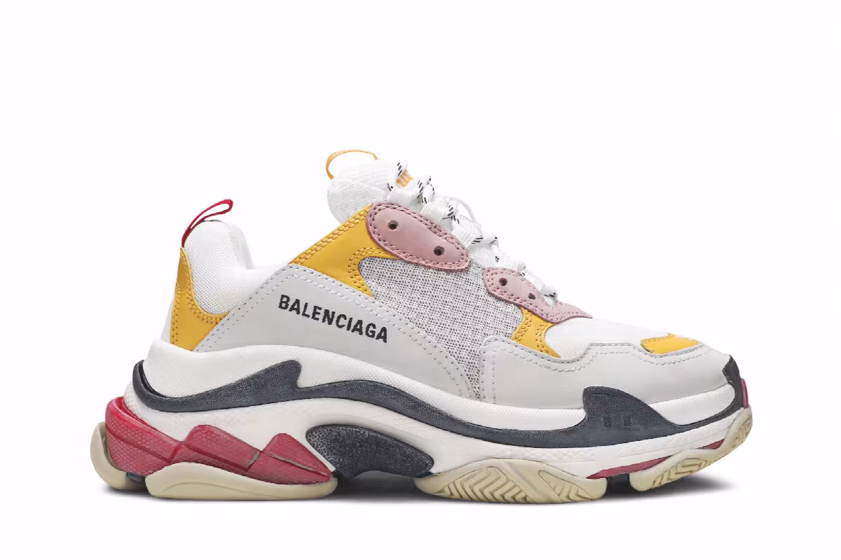Balenciaga Women's Triple S Trainer White Yellow, view 2