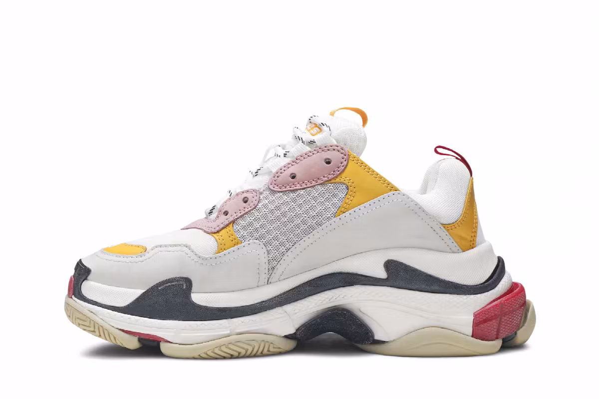 Balenciaga Women's Triple S Trainer White Yellow, view 4