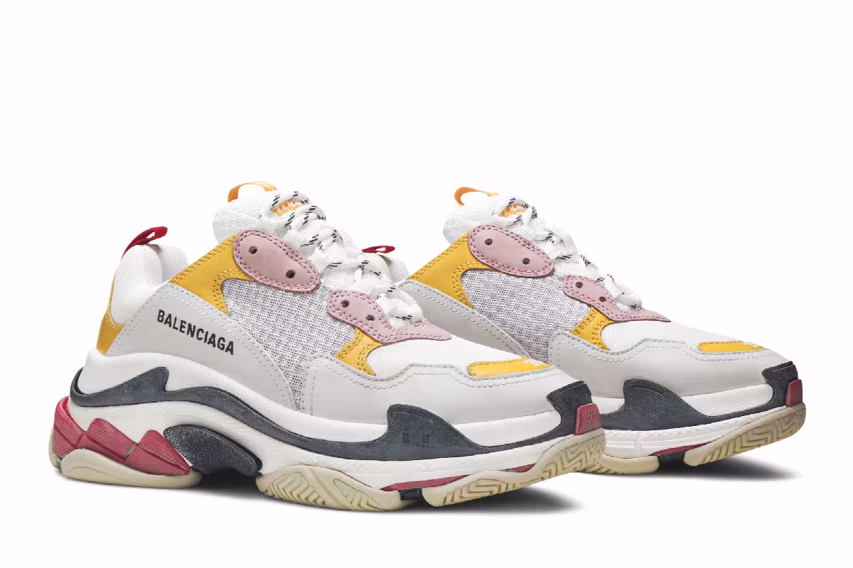 Balenciaga Women's Triple S Trainer White Yellow, view 9