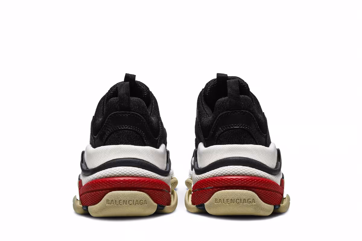 Balenciaga Women's Triple S Sneaker Black Red, view 7