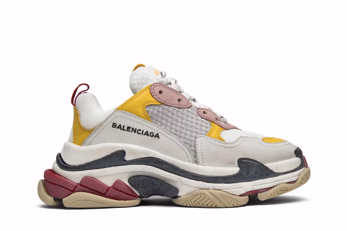 Balenciaga Women's Triple S Trainer White Yellow 2018, view 2