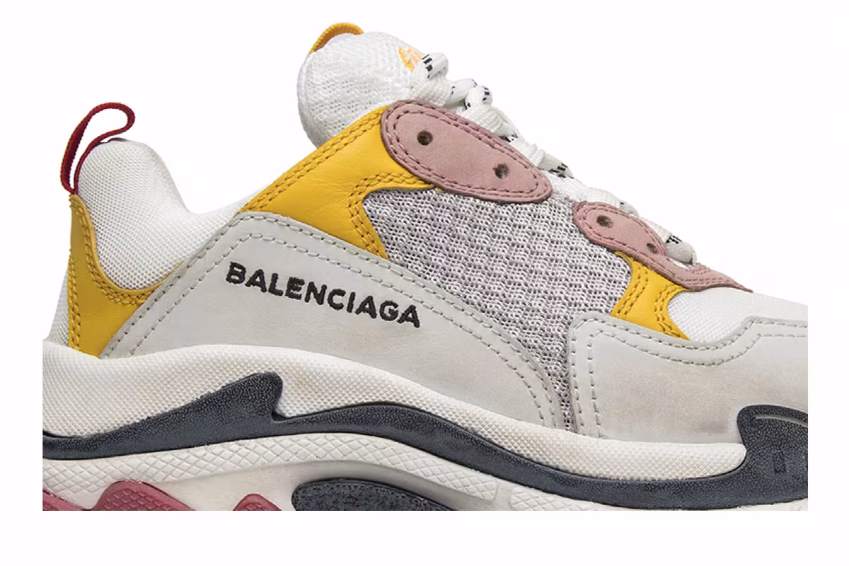 Balenciaga Women's Triple S Trainer White Yellow 2018, view 3