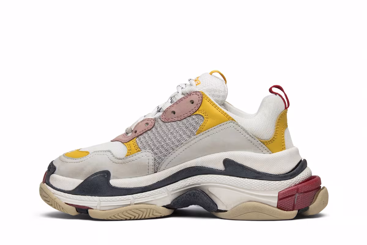 Balenciaga Women's Triple S Trainer White Yellow 2018, view 4